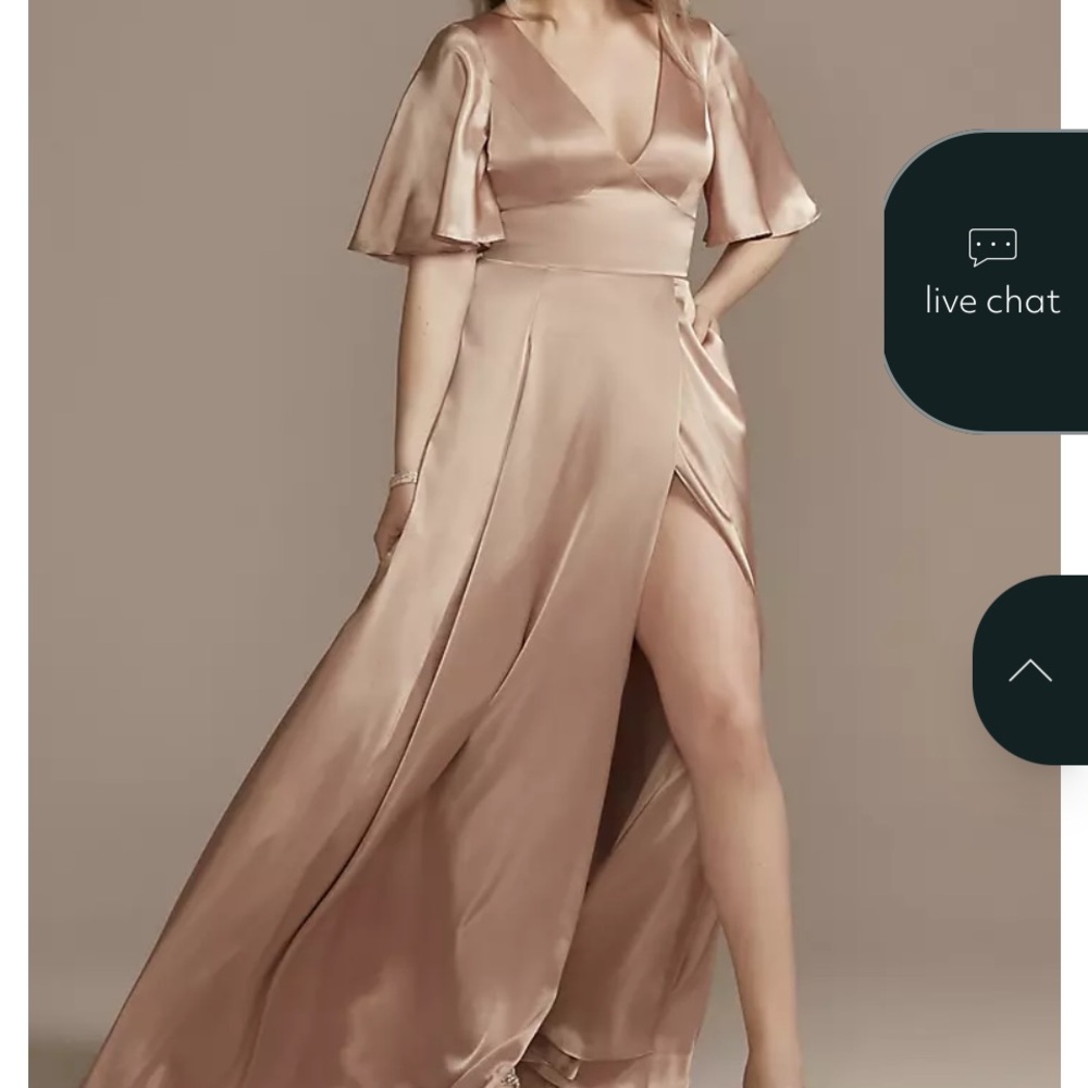 David's Bridal Satin Gown in Sand